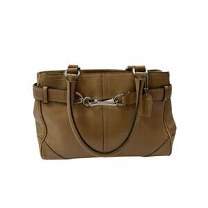 Coach Hampton Leather Carryall Satchel F11199 Tan Brown
